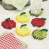 Herrschners Colorful Apples Coasters Pony Bead Kit -Craft and Hobbies Store 043571 86097.1693398309